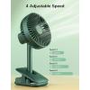 imageJISULIFE Clip on Oscillating Fan 8000mAh Battery Operated Clip Desk Fan 528h USB Rechargeable Table Fan with Clamp 4 Speeds Timer Shutdown330Rotate Clip Fan for Home Office Bed StrollerGreen