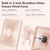 imageJISULIFE Desk Fan Battery Rechargable Fan180Foldable Portable Personal Fan 4 Speeds Adjustable for Home Office Travel OutdoorPinkPink