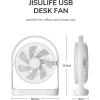 imageJISULIFE Desk Fan Small Portable Battery Operated Desktop and 4000mAh USB Rechargeable Electric Table Fan with 4 Speeds Max 15 Hrs Strong Airflow Ultra Quiet for OfficeRoomTravelGreenWhite