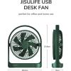 imageJISULIFE Desk Fan Small Portable Battery Operated Desktop and 4000mAh USB Rechargeable Electric Table Fan with 4 Speeds Max 15 Hrs Strong Airflow Ultra Quiet for OfficeRoomTravelGreenGreen