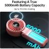 imageJISULIFE Handheld Fan Life7  Ultimate Flexibility HighPower Motor LED Display 195 Hrs Cooling 5000mAh Rechargeable 5Speed Foldable Design 3IN1 Portable Fan for Travel Cruise BeachBlackPink