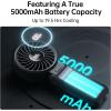imageJISULIFE Handheld Fan Life7  Ultimate Flexibility HighPower Motor LED Display 195 Hrs Cooling 5000mAh Rechargeable 5Speed Foldable Design 3IN1 Portable Fan for Travel Cruise BeachBlackBlack
