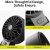 imageJISULIFE Handheld Fan Life7  Ultimate Flexibility HighPower Motor LED Display 195 Hrs Cooling 5000mAh Rechargeable 5Speed Foldable Design 3IN1 Portable Fan for Travel Cruise BeachBlackBlack