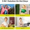 imageJISULIFE Handheld Fan Life7  Ultimate Flexibility HighPower Motor LED Display 195 Hrs Cooling 5000mAh Rechargeable 5Speed Foldable Design 3IN1 Portable Fan for Travel Cruise BeachBlackGrey
