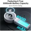 imageJISULIFE Handheld Fan Life7  Ultimate Flexibility HighPower Motor LED Display 195 Hrs Cooling 5000mAh Rechargeable 5Speed Foldable Design 3IN1 Portable Fan for Travel Cruise BeachBlackGrey