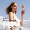 imageJISULIFE Handheld Mini Fan Portable and Small with 3 Speeds USB Rechargeable Battery Operate for Outdoor Indoor Makeup Commute Office Travel Concerts Gifts for Women Men BeigePink