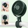 imageJISULIFE Mini Stroller Fan 4000mAh Battery Operated with 4 Speeds Rechargeable 720Rotatable Clip on for Baby CarseatCribGolf CartTreadmill GreenGreen