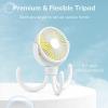 imageJISULIFE Mini Stroller Fan 4000mAh Battery Operated with 4 Speeds Rechargeable 720Rotatable Clip on for Baby CarseatCribGolf CartTreadmill GreenWhite