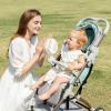 imageJISULIFE Mini Stroller Fan 4000mAh Battery Operated with 4 Speeds Rechargeable 720Rotatable Clip on for Baby CarseatCribGolf CartTreadmill GreenWhite