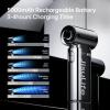 imageJISULIFE Portable Handheld Fan Life9 Turbo Power High Speed Air 18H Max Cooling Time 5 Gear Wind 5000mAh Rechargeable Mini Pocket Design Personal Fan for Travel Concerts Camping Makeup  BlackChrome