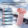imageJISULIFE Portable Handheld Fan Life9 Turbo Power High Speed Air 18H Max Cooling Time 5 Gear Wind 5000mAh Rechargeable Mini Pocket Design Personal Fan for Travel Concerts Camping Makeup  BlackPink