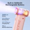 imageJISULIFE Portable Handheld Fan Life9 Turbo Power High Speed Air 18H Max Cooling Time 5 Gear Wind 5000mAh Rechargeable Mini Pocket Design Personal Fan for Travel Concerts Camping Makeup  BlackPink