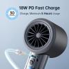 imageJISULIFE Portable Handheld FanSpeed1100 Adjustable Turbo Mini Fan5000mAh Battery Rechargeable Personal Fan with Metal BodyDigital DisplayGifts for Women Men TravelCampingOutdoorGreyGrey