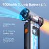imageJISULIFE Portable Handheld Turbo Fan 100 Speeds Adjustable Mini Personal Fan 9000mAh USB Rechargeable Battery Operated LED Display Metal Shell with Accessories Gifts for Men Women Travel GreyGrey