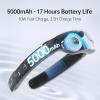 imageJISULIFE Portable Neck Fan Pro 100 Speeds Bladeless Stepless Knob LED Display 5000mAh Rechargeable Personal Mini Hands Free USB Battery Operated WearableGreyBlue