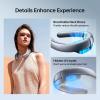 imageJISULIFE Portable Neck Fan Upgraded 100 Speeds Personal Bladeless Fan Wearable with Neck Brace LED Display 5000mAh Rechargeable Battery Operated Gifts for Women MenGrey