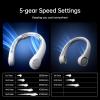 imageJISULIFE Portable Neck Fan Upgraded Neckbrace Personal Hands Free 5 Speed Gears Adjustment 5000 mAh Wearable Bladeless Quiet Rechargeable for Outdoor Indoor Gifts for Women Men BlackFoggy Grey