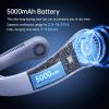 imageJISULIFE Portable Neck Fan Upgraded Neckbrace Personal Hands Free 5 Speed Gears Adjustment 5000 mAh Wearable Bladeless Quiet Rechargeable for Outdoor Indoor Gifts for Women Men BlackSunny Blue
