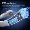 imageJISULIFE Portable Neck Fan Upgraded Neckbrace Personal Hands Free 5 Speed Gears Adjustment 5000 mAh Wearable Bladeless Quiet Rechargeable for Outdoor Indoor Gifts for Women Men BlackFoggy Grey