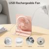 imageJISULIFE Small Desk Fan Portable Travel with 4500mAh Battery USB Rechargeable Folding Design for Flexibility Strong Quiet Wind with 4 Speed Modes Ideal Gifts for OfficeHomeCamping  WhitePink