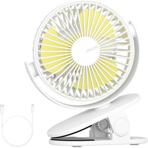 imageJISULIFE Clip on Baby Stroller Fan 4000mAh Battery Operated Portable Personal Small Quiet ampamp Narrow Slot Design 4 Speeds Max 14 Hrs Ideal for Bed Desk Car Seat  Dark GreenWhite