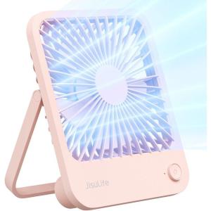 imageJISULIFE Desk Fan Battery Rechargable Fan180Foldable Portable Personal Fan 4 Speeds Adjustable for Home Office Travel OutdoorPinkPink