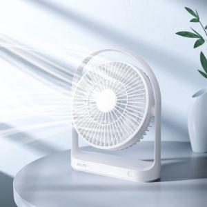imageJISULIFE Desk Fan Small Portable Battery Operated Desktop and 4000mAh USB Rechargeable Electric Table Fan with 4 Speeds Max 15 Hrs Strong Airflow Ultra Quiet for OfficeRoomTravelGreenWhite