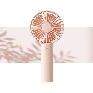 imageJISULIFE Handheld Mini Fan Portable and Small with 3 Speeds USB Rechargeable Battery Operate for Outdoor Indoor Makeup Commute Office Travel Concerts Gifts for Women Men BeigePink