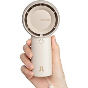 imageJISULIFE Handheld Portable Turbo Fan 16H Max Cooling Time 4000mAh USB Rechargeable Personal Battery Operated Mini Small Pocket Fan with 5 Speeds for TravelOutdoorVacationConcerts  BrownBrown