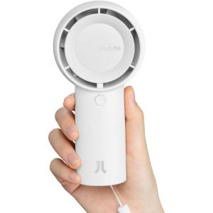 imageJISULIFE Handheld Portable Turbo Fan 16H Max Cooling Time 4000mAh USB Rechargeable Personal Battery Operated Mini Small Pocket Fan with 5 Speeds for TravelOutdoorVacationConcerts  BrownWhite