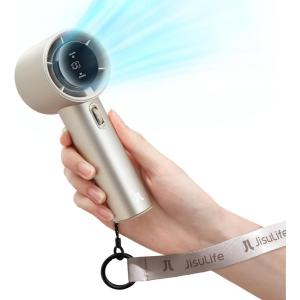 imageJISULIFE Portable Handheld FanSpeed1100 Adjustable Turbo Mini Fan5000mAh Battery Rechargeable Personal Fan with Metal BodyDigital DisplayGifts for Women Men TravelCampingOutdoorGreyBrown