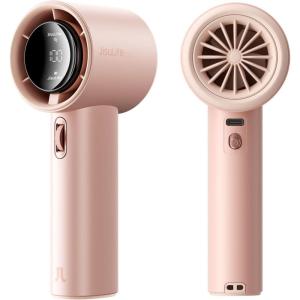 imageJISULIFE Portable Handheld FanSpeed1100 Adjustable Turbo Mini Fan5000mAh Battery Rechargeable Personal Fan with Metal BodyDigital DisplayGifts for Women Men TravelCampingOutdoorGreyPink