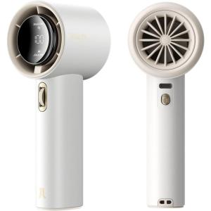 imageJISULIFE Portable Handheld FanSpeed1100 Adjustable Turbo Mini Fan5000mAh Battery Rechargeable Personal Fan with Metal BodyDigital DisplayGifts for Women Men TravelCampingOutdoorGreyWhite