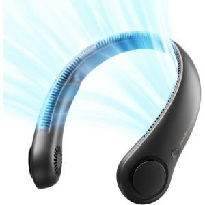 imageJISULIFE Portable Neck Fan Hands Free Bladeless Fan 5 Speeds 4000 mAh Battery Operated Wearable Personal Fan Twistable Rechargeable Gift for Women MenDark GreenBlack