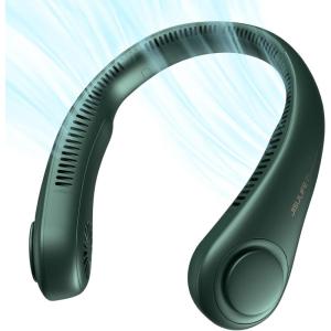 imageJISULIFE Portable Neck Fan Hands Free Bladeless Fan 5 Speeds 4000 mAh Battery Operated Wearable Personal Fan Twistable Rechargeable Gift for Women MenDark GreenDark Green