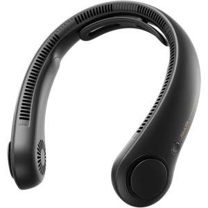 imageJISULIFE Portable Neck Fan Upgraded Neckbrace Personal Hands Free 5 Speed Gears Adjustment 5000 mAh Wearable Bladeless Quiet Rechargeable for Outdoor Indoor Gifts for Women Men BlackBlack