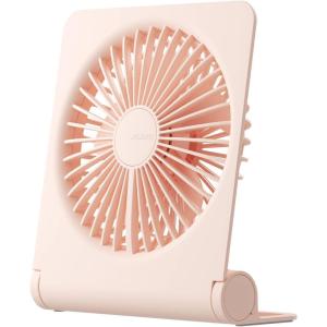 imageJISULIFE Small Desk Fan Portable Travel with 4500mAh Battery USB Rechargeable Folding Design for Flexibility Strong Quiet Wind with 4 Speed Modes Ideal Gifts for OfficeHomeCamping  WhitePink