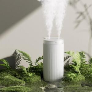 imageJISULIFE Small Humidifier 500ml Portable Mini Humidifier Personal Cool Mist Humidifiers for Bedroom Quiet Dual Mist Ports Auto ShutOff Gifts for Men Women Mom Dad White