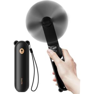 imageJISULIFE Handheld Fan with 4500 mAh Powerbank Max 37 Hours Runtime Pocket Portable Battery Operated or USB Powered Folding Personal Fan 3 Speeds Gifts for Women Men Kids Gift for FestivalWhiteBlack