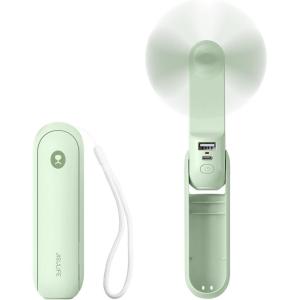 imageJISULIFE Portable Handheld Fan Mini 3 In 1 with Rechargeable Battery Personal Pocket Fan for Travel Outdoor USB Power Bank Flashlight Essential Ideal Gifts for MenWomenFamilyFriends  BlueMint Green