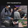imageJISULIFE Portable Handheld Fan Ultra2 9000mAh Max 25 Hrs 5 IN 1 100 Speed Turbo Fan Rechargeable 18W Power Bank with Flashlight Metal Shell MultiFunction Travel Essentials Gifts for MenGreyBrown