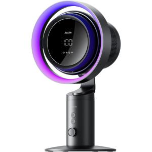 imageJISULIFE Table Purifier Fan 3in1 Air Purifier Cool with 7Color RGB Light 100Speed 10000mAh Battery 120 Oscillating Desktop Fan for OfficeGaming Desk