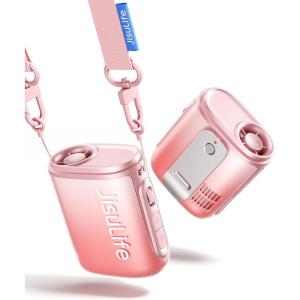 image:imageJISULIFE Portable Necklace Fan with 100 Speeds 40000RPM Digital Display 4500mAh Personal Waist Fan for 16H Cooling ClipOn Wearable Design for Outdoor Travel Fashionable Gift for WomenPink